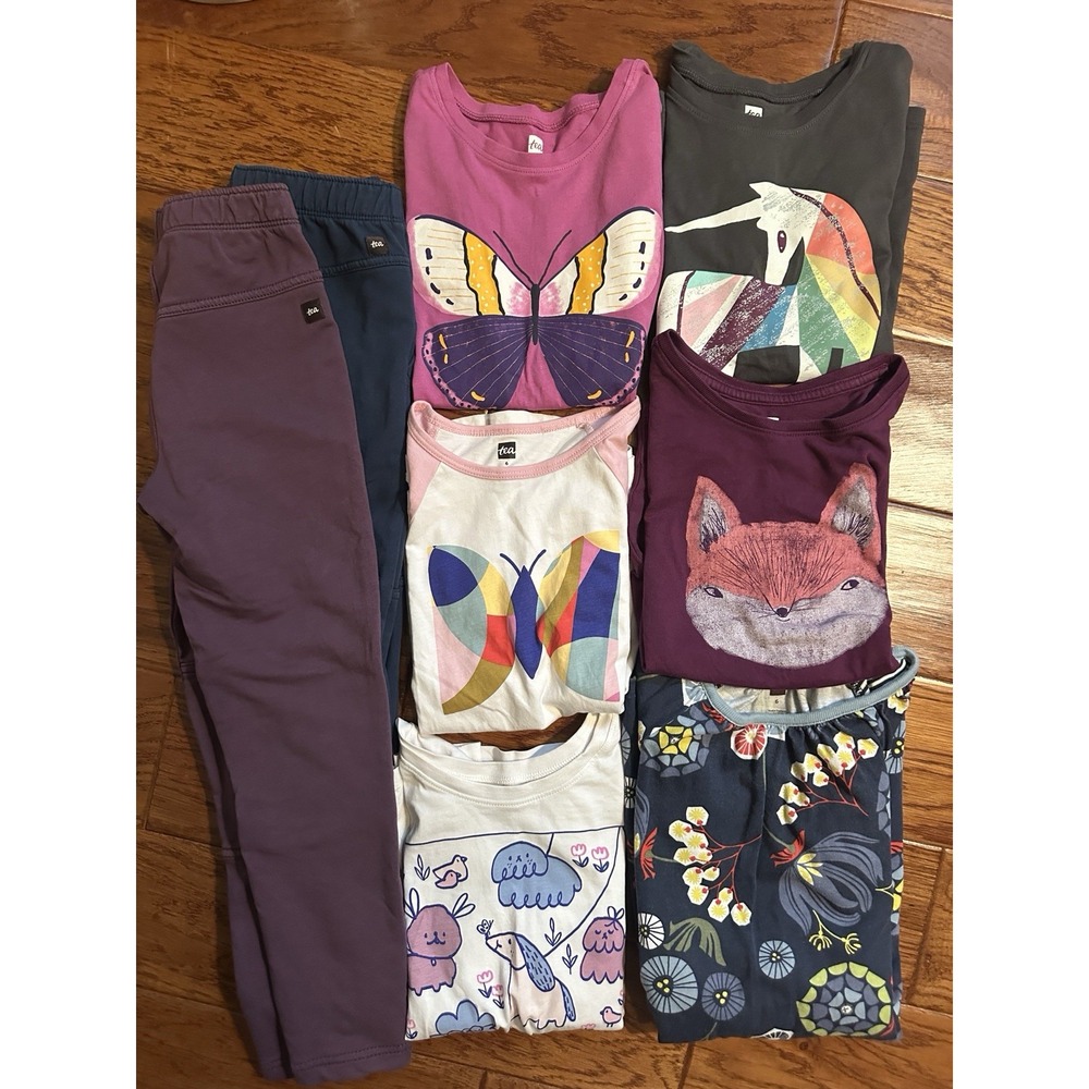 Tea Collection Girls Size 6 Clothing Lot 8 Pc Dress Tops Pants Butterfly Fox